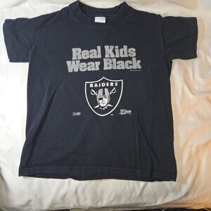 Vintage Los Angeles Raiders Youth T-Shirt 10/12 Read Kids Wear Black 1990 20" L